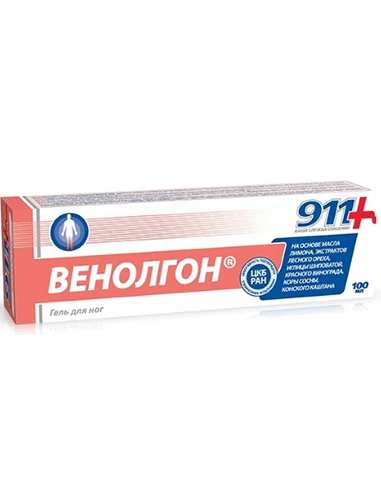 911 Venolgon Gel, 100 ml  Cooling Venotonic Gel for Heavy Legs, Swelling & Circulation Support