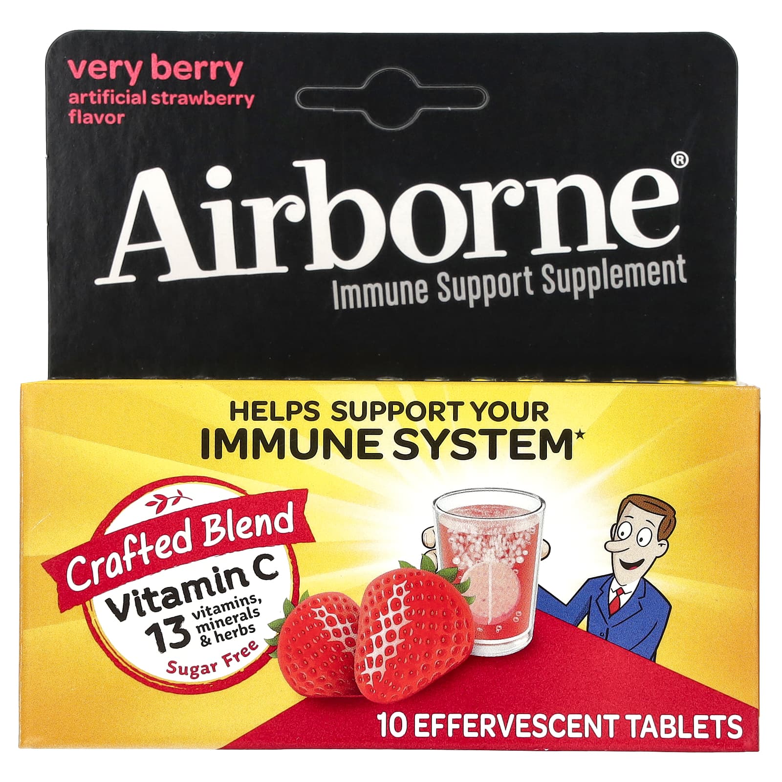 Airborne Zesty – Immune Support Effervescent Tablets (Zesty Orange / Very Berry), 10 Tablets - Image 2