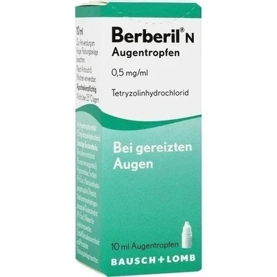 Berberil N Eye Drops, 10 ml Decongestant Eye Drops with Tetryzoline for Red & Irritated Eyes