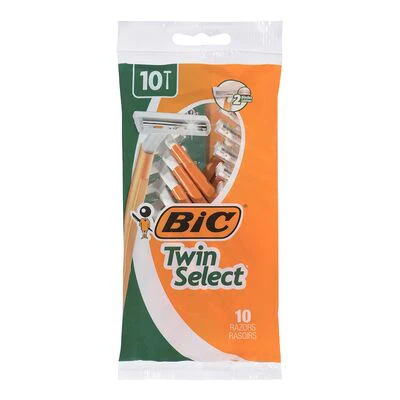Bic Twin Select Disposable Razors for Men – Sensitive Skin, 10 Razors