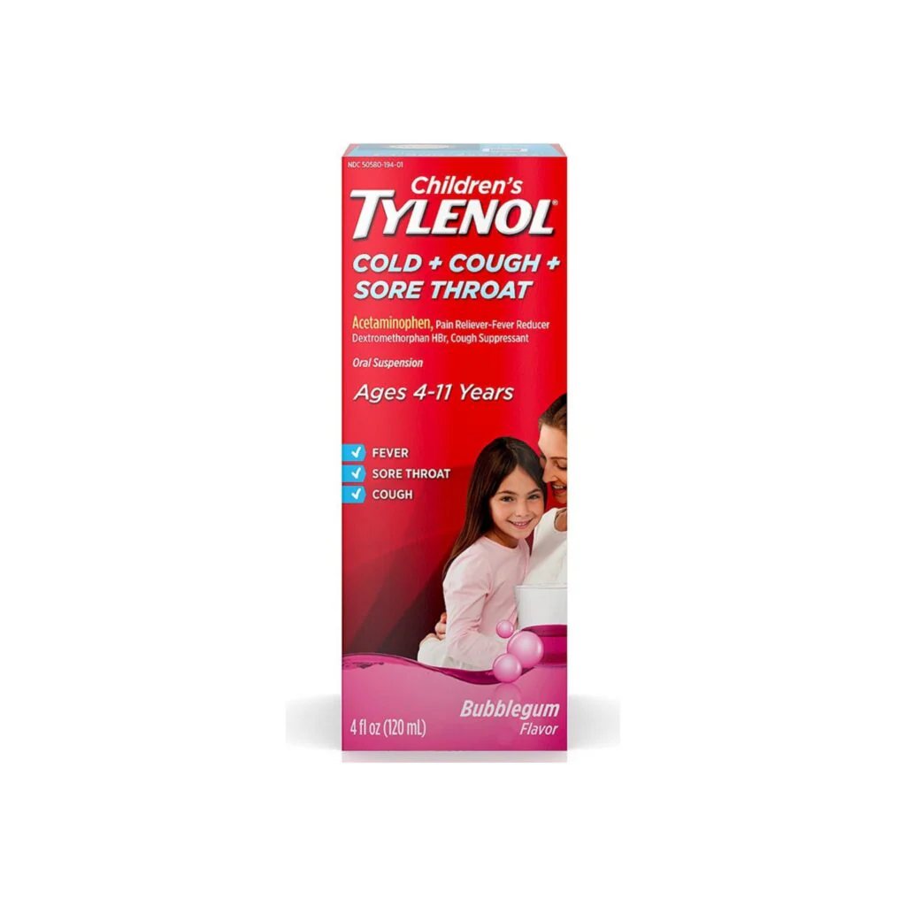 Children's Tylenol Oral Suspension Bubble Gum Flavor Ages 4–11 Years – 4 fl oz (120 mL)