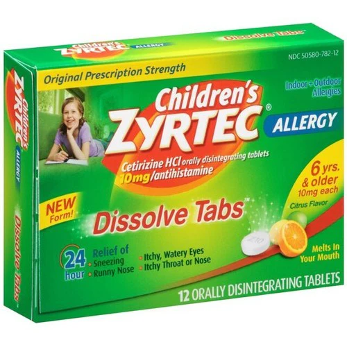 Children's Zyrtec® Allergy Dissolve Tabs – 12 Orally Disintegrating Tablets (Citrus Flavor)