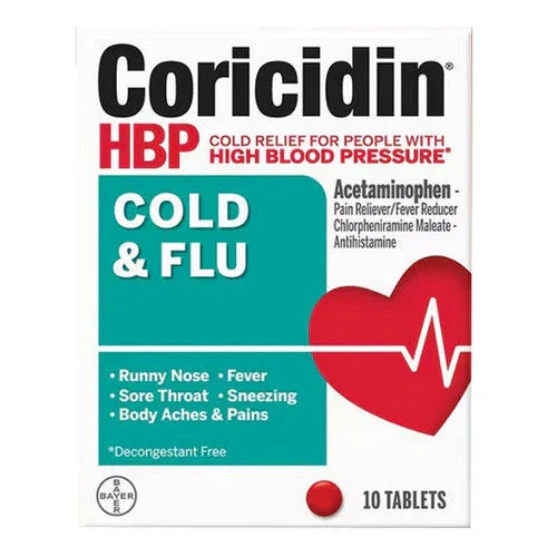 Coricidin® HBP Cold &amp; Flu – 10 Tablets / 20 Tablets