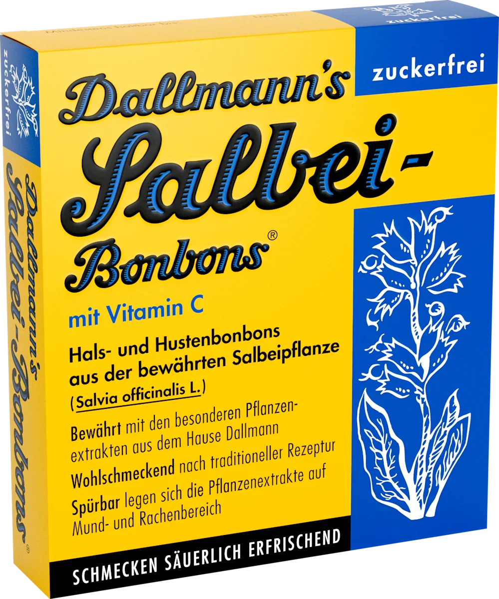 Dallmann’s Salbei Sage Sugar-Free Throat and Cough Bonbons, 20 pcs