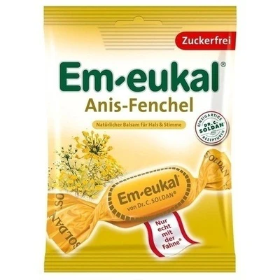 Em-eukal Bonbons Anis-Fenchel Zuckerfrei 75 g | Sugar-Free Anise & Fennel Throat Candy