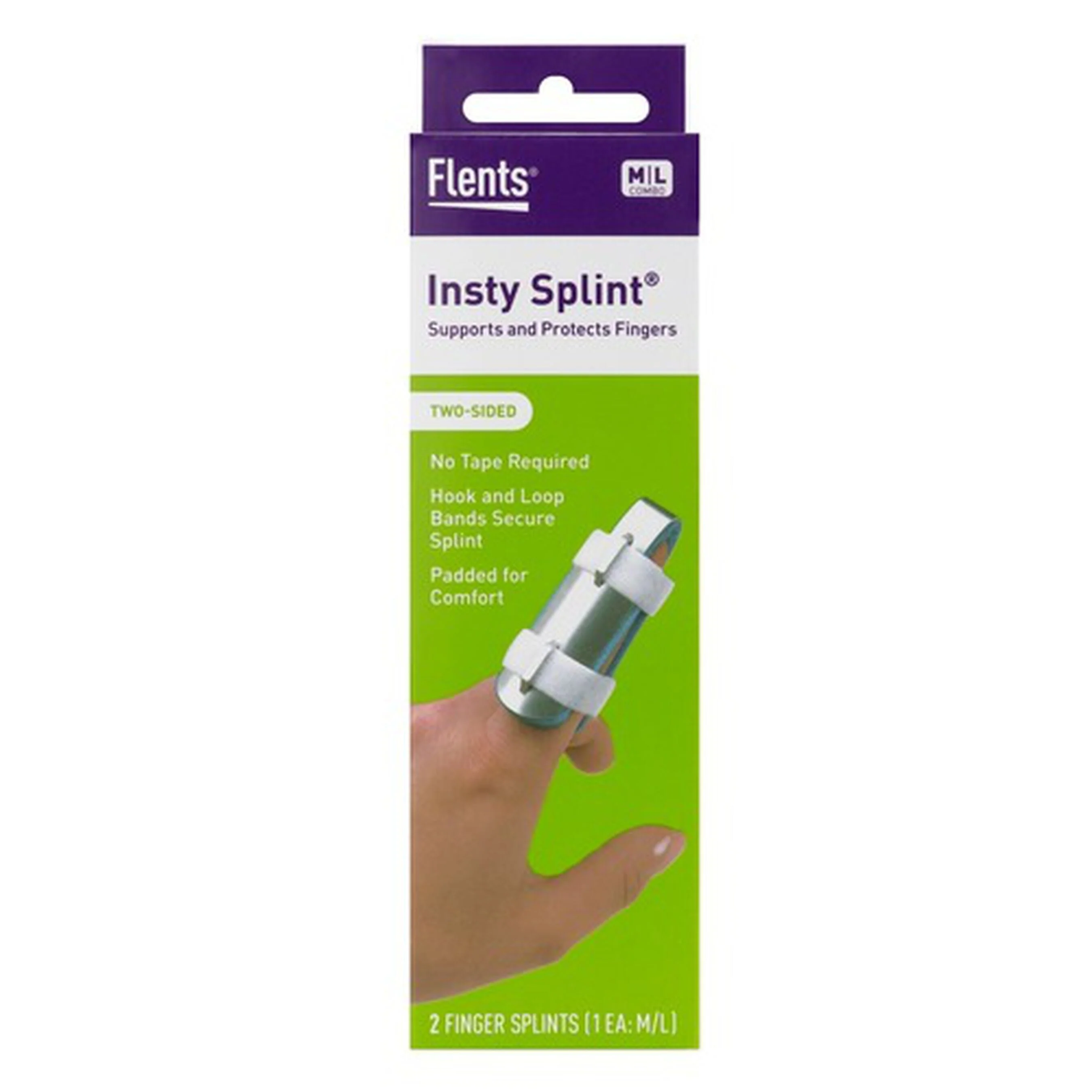 Flents Insty Splint Finger Splint, Two-Sided – 2 Splints