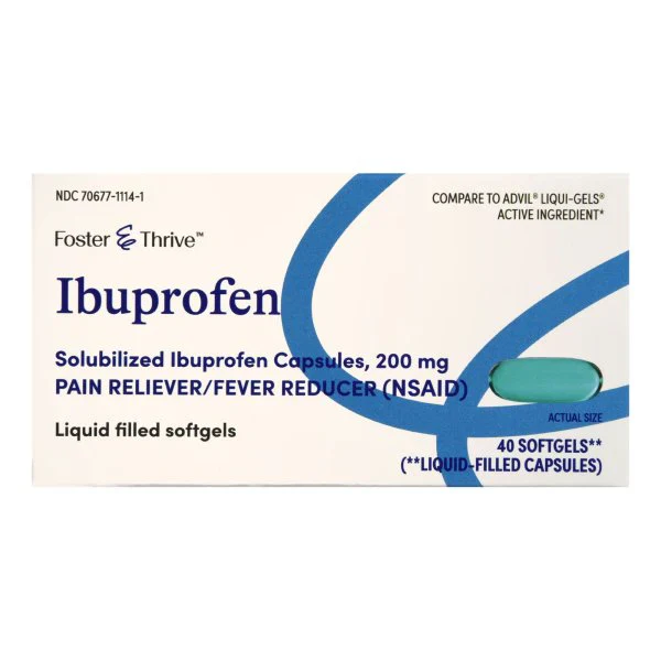 Foster & Thrive Minis Ibuprofen 200 mg Liquid-Filled Capsules – 20 or 40 Capsules - Image 2