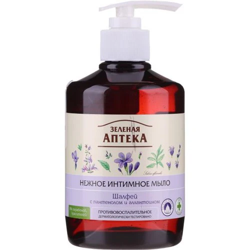 Green Pharmacy Gentle Anti-Inflammatory Intimate Soap, 370 ml Soothing Intimate Hygiene Gel with Sage, Allantoin & Panthenol