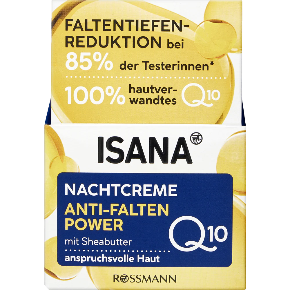 Isana Q10 Anti-Wrinkle Night Cream, 50 ml Firming Night Cream with Coenzyme Q10 for Mature & Dry Skin