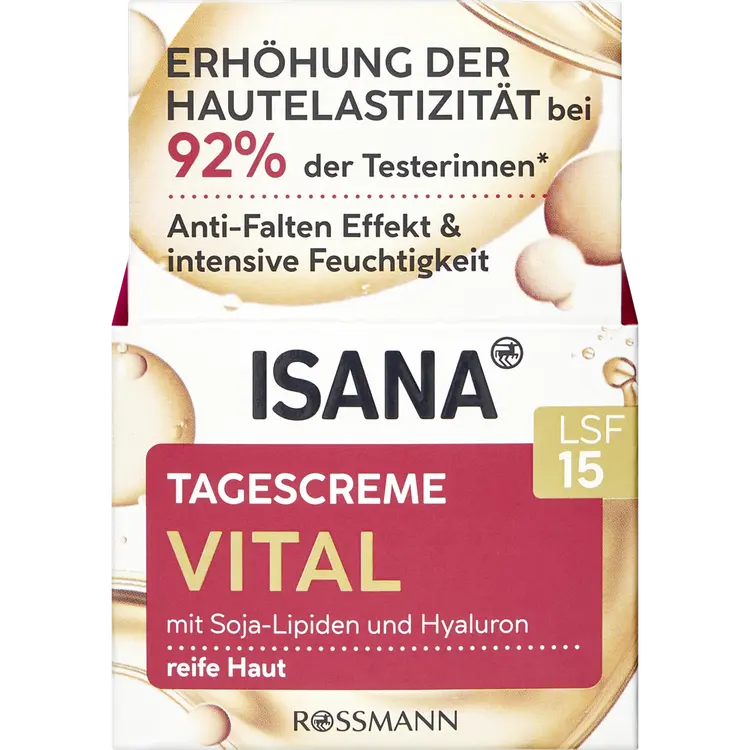 Isana Vital Day Cream UV Protection SPF 15, 50 ml Regenerating Anti-Aging Day Cream for Mature Skin 45+