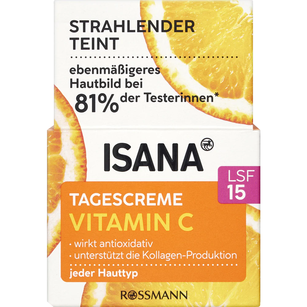 Isana Vitamin C Day Cream SPF 15, 50 ml  Brightening Day Cream with Vitamin C & UV Protection