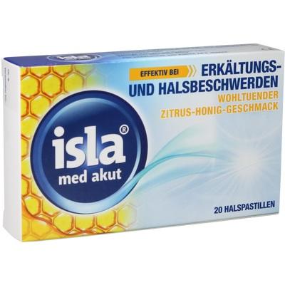 Isla Med Acute Citrus-Honey Lozenges, 20 ct Soothing Throat Lozenges with Hyaluronic Acid & Iceland Moss