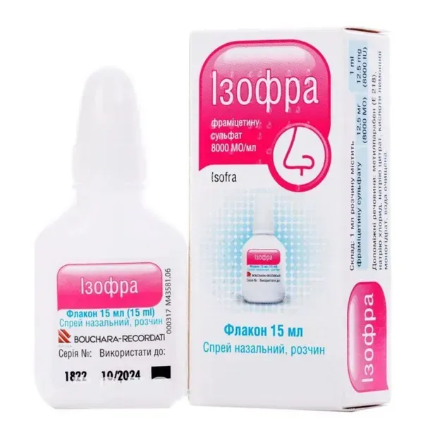 Isofra Nasal Spray, 15 ml  Framycetin Antibiotic Nasal Spray for Bacterial Nasal Infections