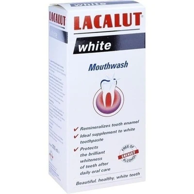 Lacalut White Mouthwash Solution, 300 ml Whitening Mouthwash for Stain Removal & Enamel Protection