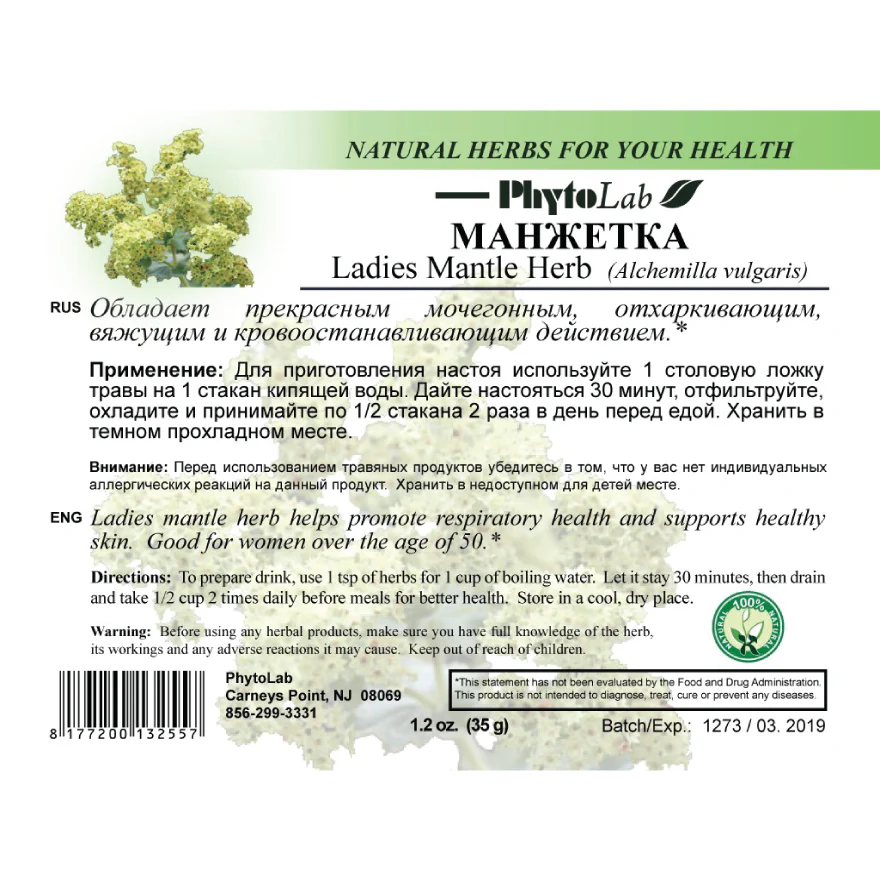 Ladies Mantle Herb (Alchemilla vulgaris) for Herbal Tea Preparation & Digestive Wellness – 35 g
