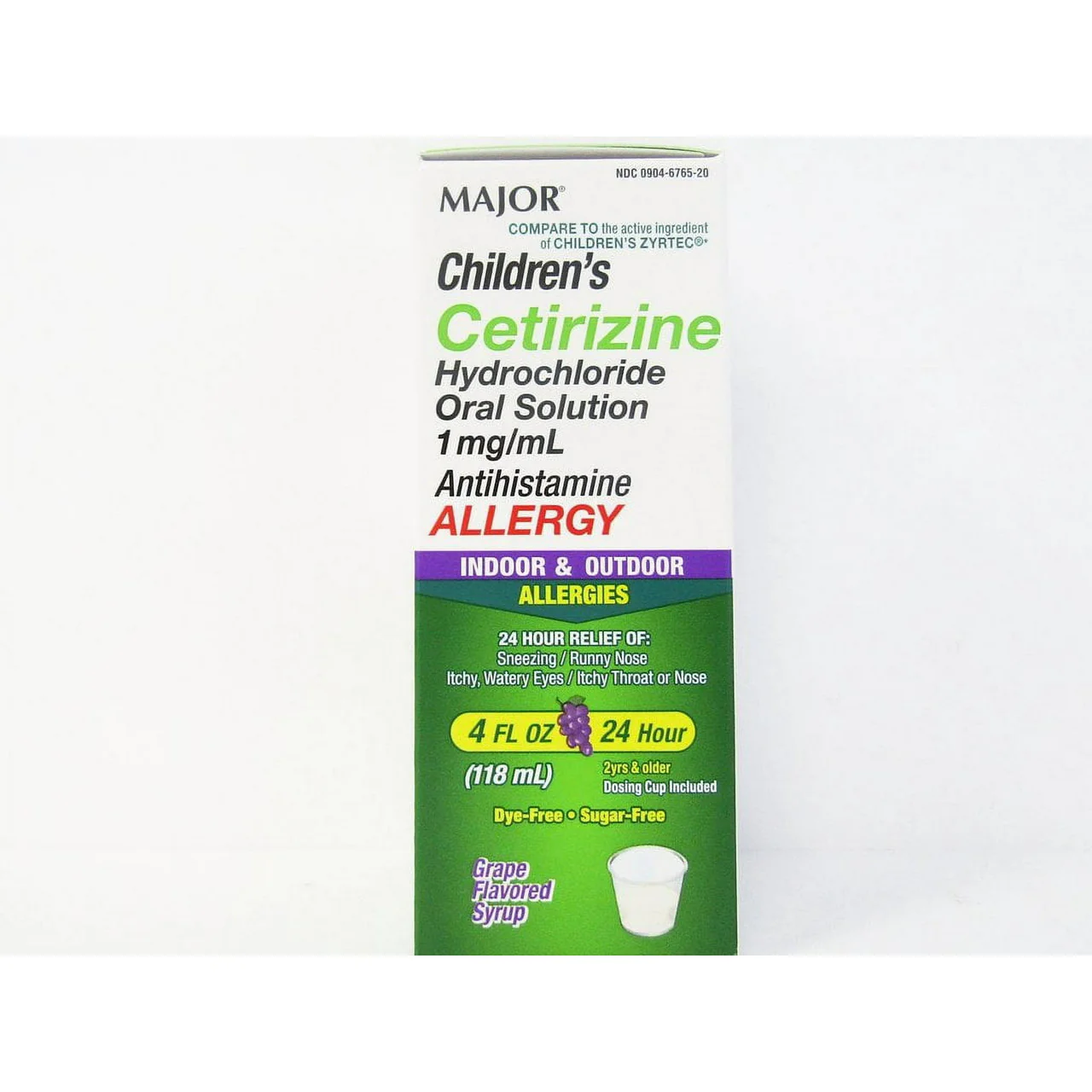 Major Children's Cetirizine Allergy Relief Syrup – 4 fl oz (118 mL)