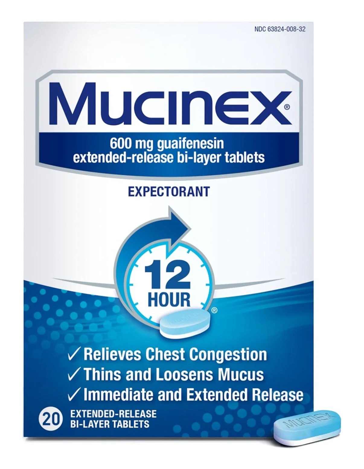 Mucinex 600 mg Extended-Release Tablets (12-Hour Expectorant)