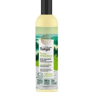 Natura Siberica Doctor Taiga Bio Refreshing Hair Balm for Super Freshness & Volume, 400 ml Lightweight Volume Conditioner with Tuva White Birch, Wild Ice Mint & AHA Acids
