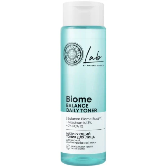 Natura Siberica LAB Biome Balance Mattifying Facial Toner, 250 ml Mattifying Face Toner with Niacinamide, Zinc & Postbiotics for Oily and Combination Skin