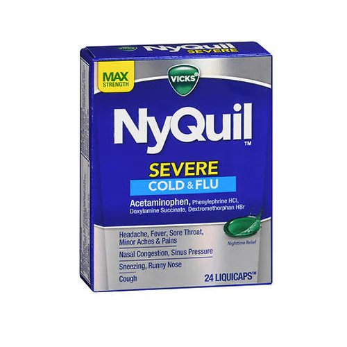 NyQuil Severe Cold & Flu Liquid – Nighttime Multi-Symptom Relief