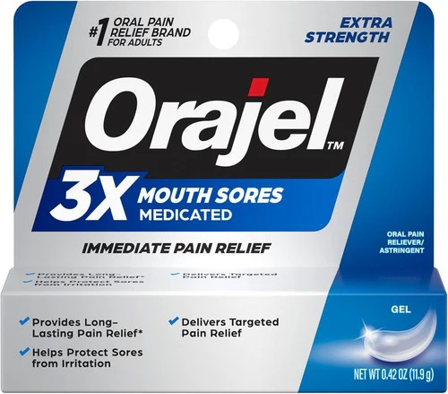 Orajel 3X Medicated For All Mouth Sores Gel – Maximum Strength, 0.42 oz (11.9 g)