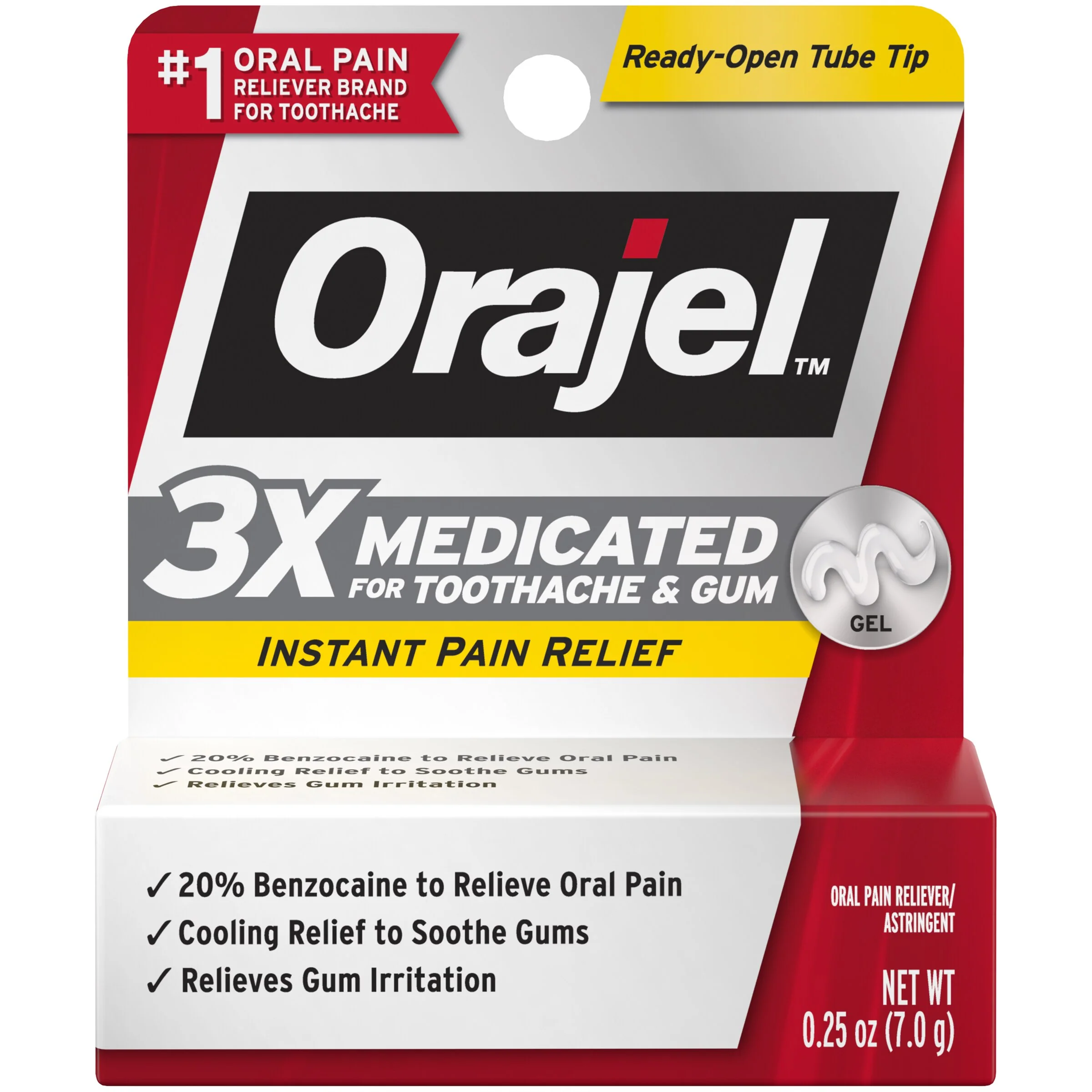 Orajel 3X Medicated For Toothache & Gum Gel – 0.25 oz (7 g)