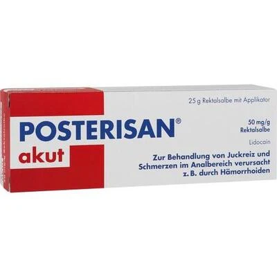 POSTERISAN® Acute Ointment – 25 g Lidocaine Rectal Ointment | Fast Relief for Hemorrhoid Pain, Itching & Anal Discomfort