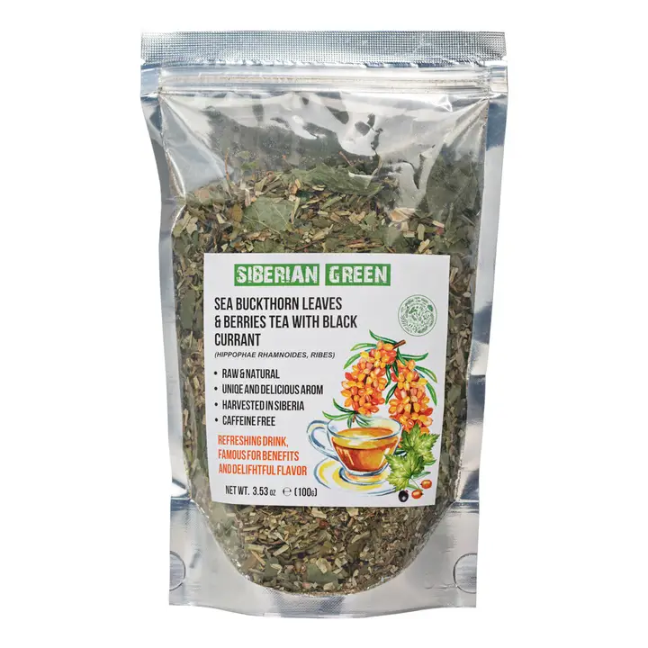 Siberian Green Sea Buckthorn Tea with Black Currant Leaves, 100 g