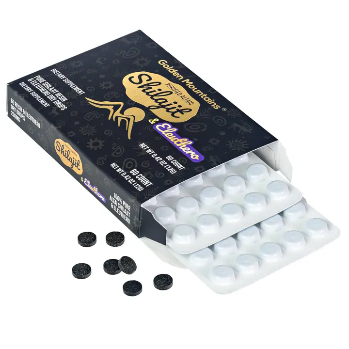 Siberian Green Shilajit Dry Drops with Eleuthero Extract Altai Golden Mountains, 60 x 200 mg - Image 2