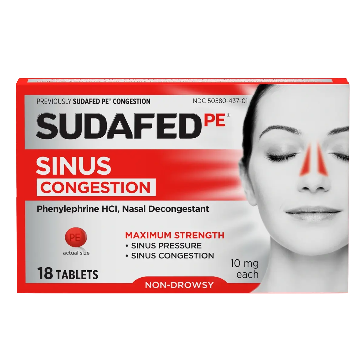 Sudafed PE Sinus Congestion Maximum Strength – 18 Tablets