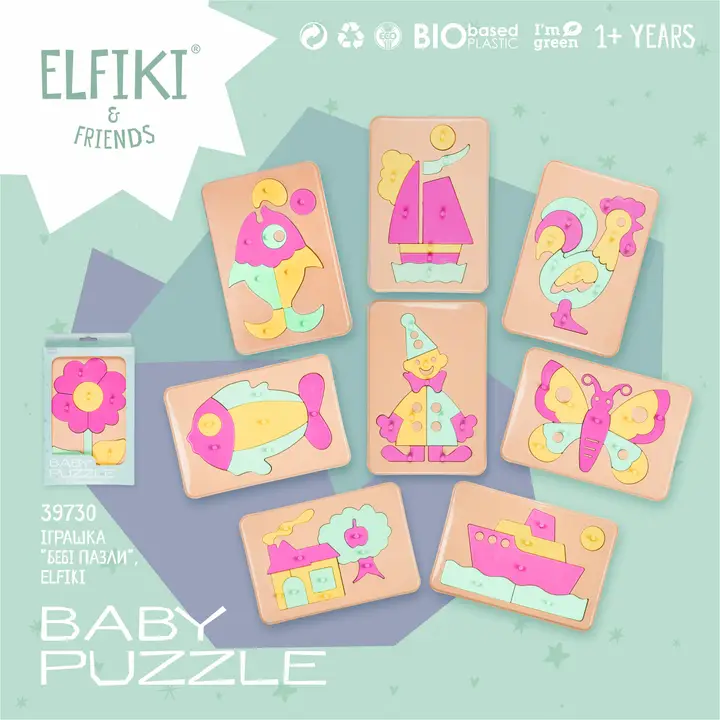 ELFIKI Baby Puzzles Eco Toy | BIO-Based Educational Puzzle for Toddlers 1+