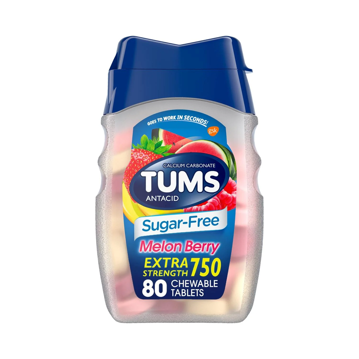 Tums® Sugar-Free Melon Berry Extra Strength 750 mg – 80 Chewable Tablets