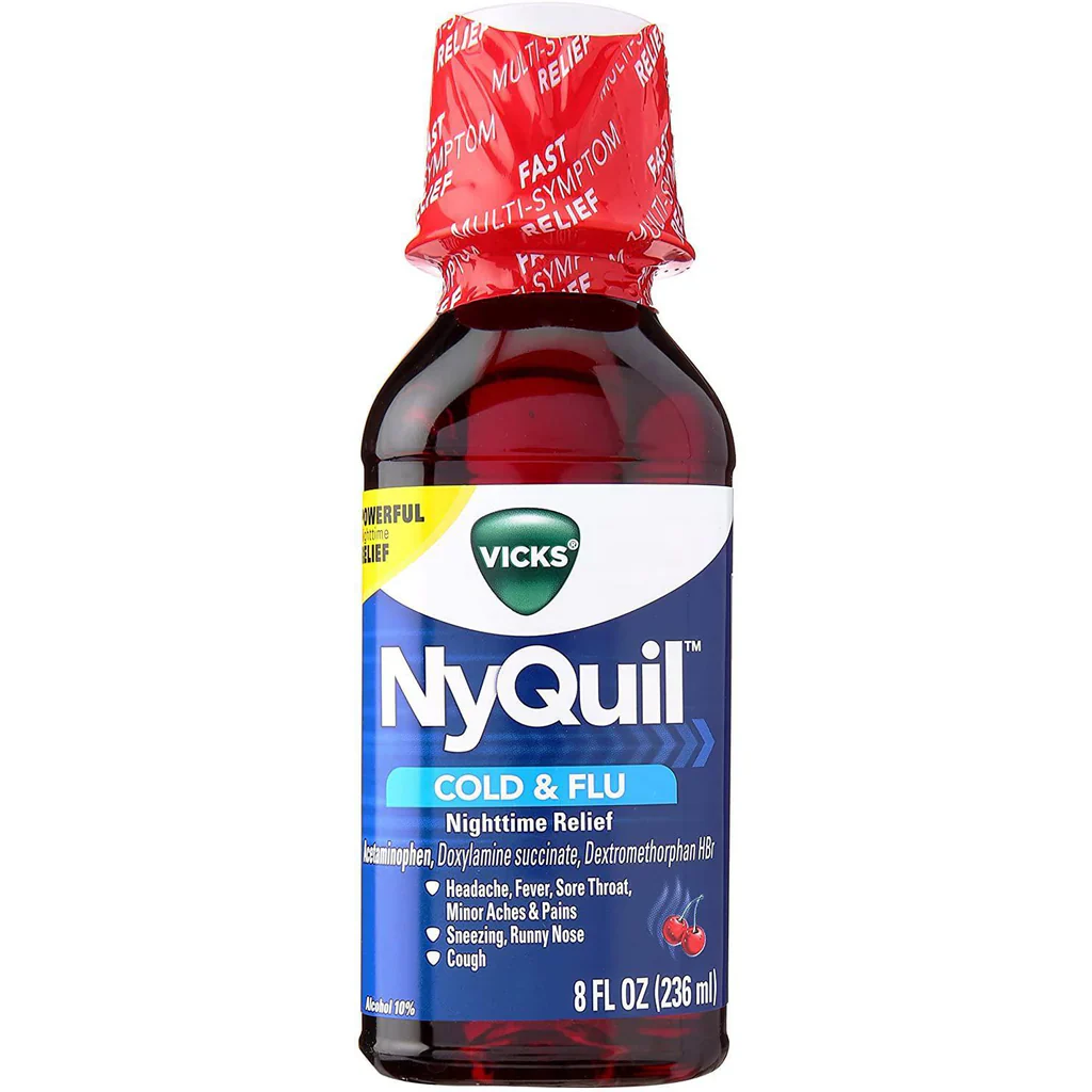 Vicks NyQuil® Cold & Flu Nighttime Relief – Cherry Flavor, 236 mL (8 fl oz)